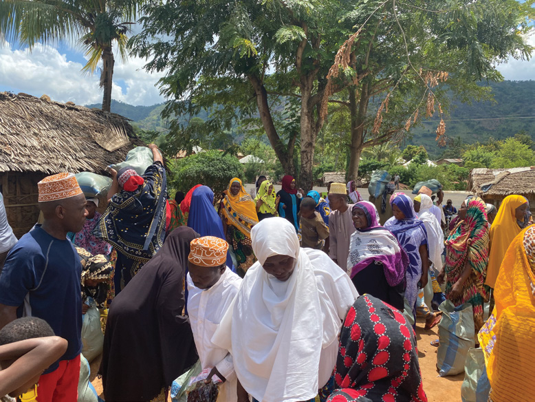 Community members gathered near a project site